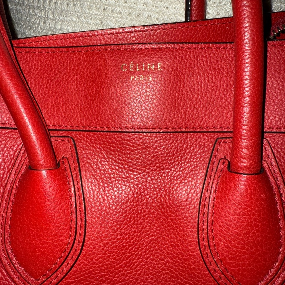 Celine luggage tote red with gold hardware - Picture 2 of 9
